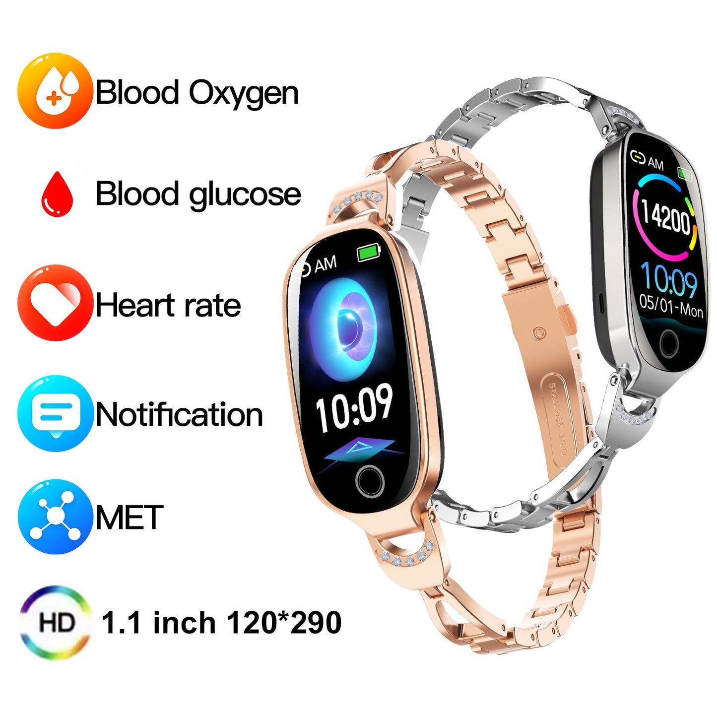 Akeleo 81 Blood Glucose Blood Pressure Monitoring Newest Luxury Diamond Design Fashion Women Smartwatch in 2025