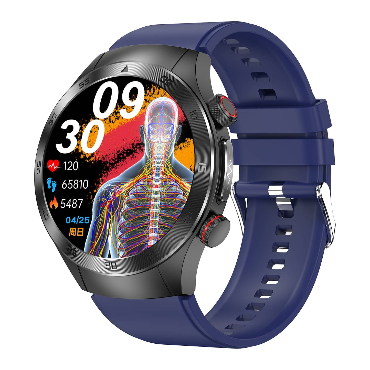 Laser Health Therapy+ECG Electrocardiogram Function Blood Glucose Blood Pressure Monitoring Smart Flagship Watch