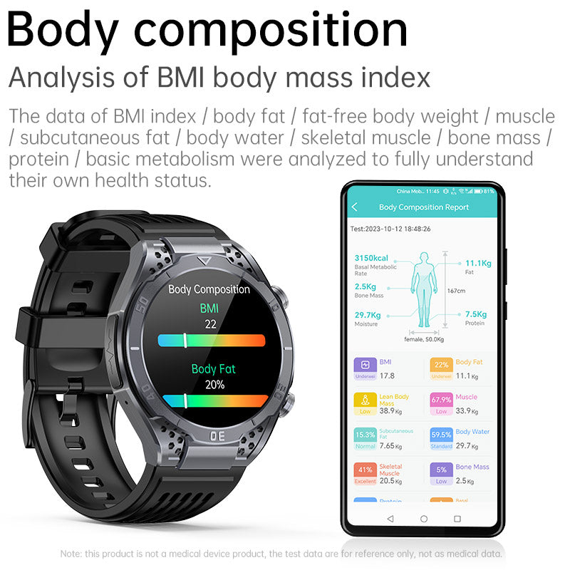 AMOLED Business ECG/HRV Blood Glucose Heart Rate and Blood Pressure Health Smart Watch