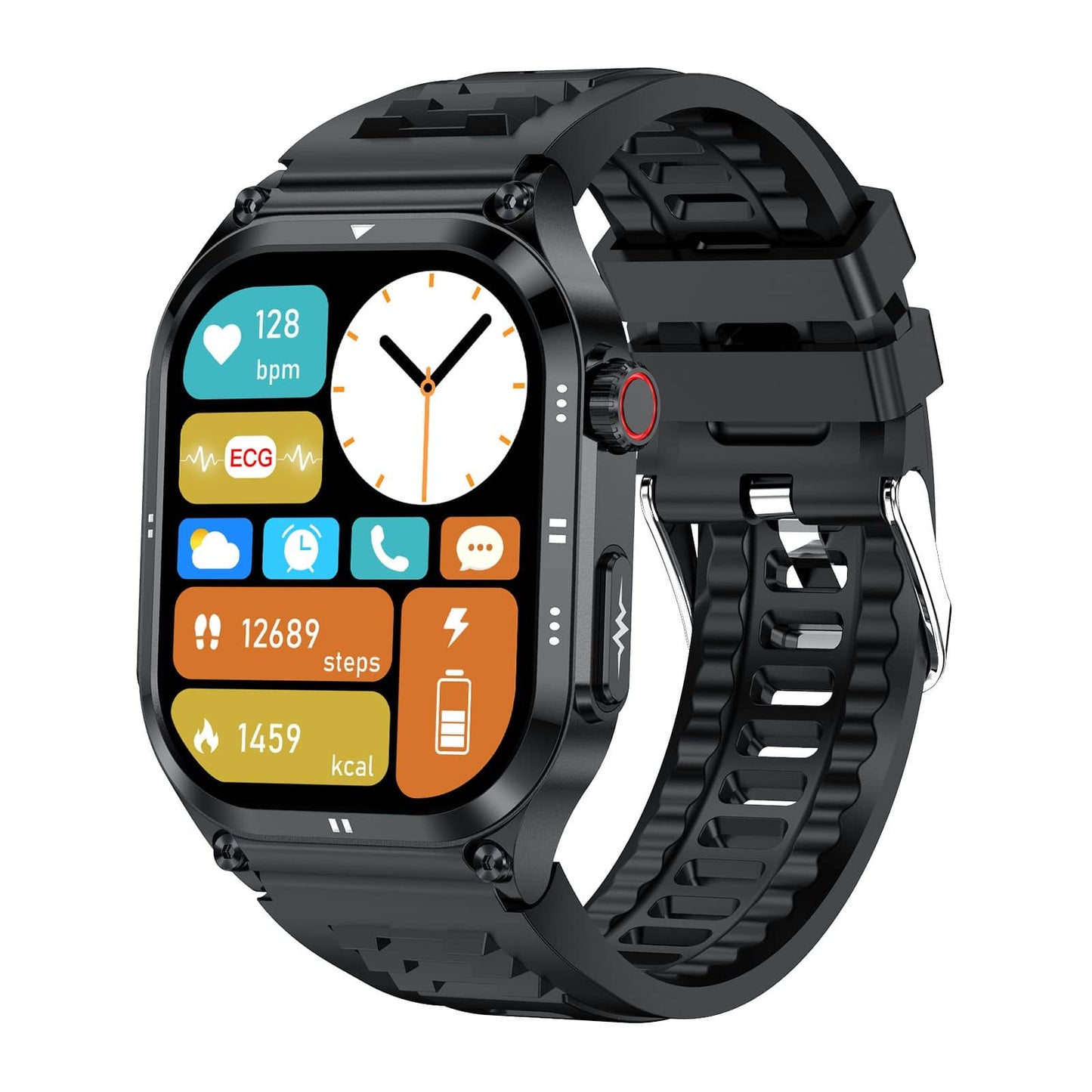 AMOLED Slim Blood Glucose Outdoor ECG/EKG Bluetooth Calls Health Measurement Smart Watch